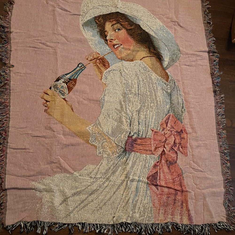 Coke Lady Coca-Cola Tapestry Throw with Pillow
